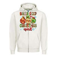 Oatmeal Heather balls deep in christmas spirit Zipper Hoodie - Zillion Design Studio