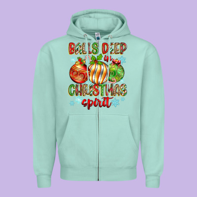 Balls Deep In Christmas Spirit Zipper Hoodie Designed By Zillion Design Studio