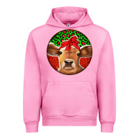 Fuchsia Pink Christmas Cow Urban Hoodie - Jasminsmagicworld