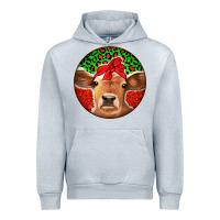 Heather Grey Christmas Cow Urban Hoodie - Jasminsmagicworld