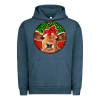 Pigment Midnight Navy Christmas Cow Urban Hoodie - Jasminsmagicworld
