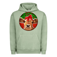 Pigment Oil Green Christmas Cow Urban Hoodie - Jasminsmagicworld