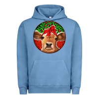 Pigment Pebble Blue Christmas Cow Urban Hoodie - Jasminsmagicworld
