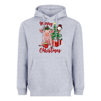 Heather Grey merry christmas pig Heavyweight Hoodie - RanaPortraitStore