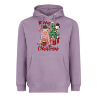 Lavender merry christmas pig Heavyweight Hoodie - RanaPortraitStore