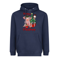 Navy merry christmas pig Heavyweight Hoodie - RanaPortraitStore