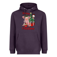 Plum merry christmas pig Heavyweight Hoodie - RanaPortraitStore