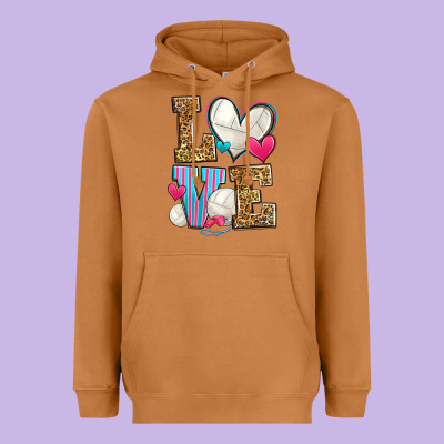 Love Volleyball Heavyweight Hoodie Designed By Zillion Design Studio