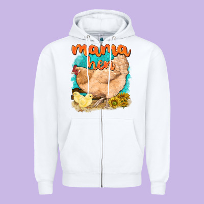 Zipper Hoodie mama hen with sunflowers
