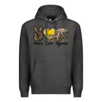 Charcoal Heather Peace Love Hyenas Premium Hoodie - LillyAllenDesigns