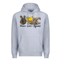 Heather Grey Peace Love Hyenas Premium Hoodie - LillyAllenDesigns