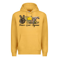 Mustard Peace Love Hyenas Premium Hoodie - LillyAllenDesigns