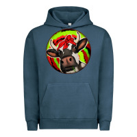 Pigment Midnight Navy Christmas Cow Urban Hoodie - Jasminsmagicworld