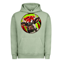 Pigment Oil Green Christmas Cow Urban Hoodie - Jasminsmagicworld
