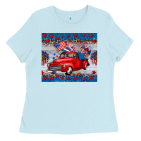 Baby Blue american truck 4th of july tumbler Ladies Tee - BarkalooDesign