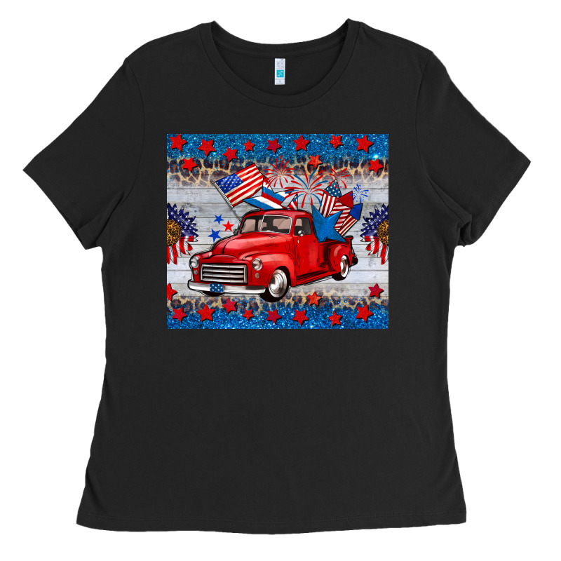 American Truck 4th Of July Tumbler Ladies Tee by BarkalooDesign | Teevron