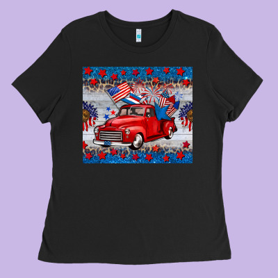 American Truck 4th Of July Tumbler Ladies Tee Designed By Barkaloodesign