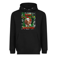 Black merry christmas longhorn cow Heavyweight Hoodie - RanaPortraitStore