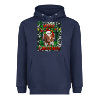 Navy merry christmas longhorn cow Heavyweight Hoodie - RanaPortraitStore