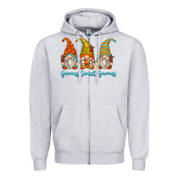 Heather Grey gnomes sweet gnomes Zipper Hoodie - Zillion Design Studio