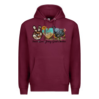 Burgundy Peace Love Jersey Giant Chicken Premium Hoodie - LillyAllenDesigns