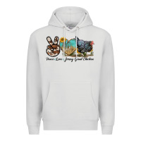 Dove Grey Peace Love Jersey Giant Chicken Premium Hoodie - LillyAllenDesigns