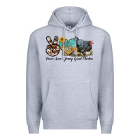 Heather Grey Peace Love Jersey Giant Chicken Premium Hoodie - LillyAllenDesigns