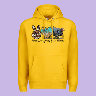 Peace Love Jersey Giant Chicken Premium Hoodie Designed By Lillyallendesigns