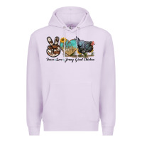 Lilac Peace Love Jersey Giant Chicken Premium Hoodie - LillyAllenDesigns