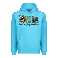 Ocean Blue Peace Love Jersey Giant Chicken Premium Hoodie - LillyAllenDesigns