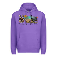 Purple Peace Love Jersey Giant Chicken Premium Hoodie - LillyAllenDesigns