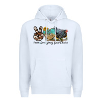 White Peace Love Jersey Giant Chicken Premium Hoodie - LillyAllenDesigns