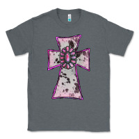 Charcoal Heather Cowhide Pink Gemstone Cross Classic Tee - RanaPortraitStore
