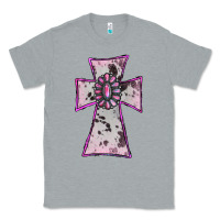 Heather Grey Cowhide Pink Gemstone Cross Classic Tee - RanaPortraitStore