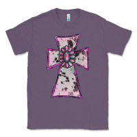 Lavender Cowhide Pink Gemstone Cross Classic Tee - RanaPortraitStore