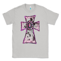 Moon Dust Cowhide Pink Gemstone Cross Classic Tee - RanaPortraitStore