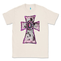 Natural Cowhide Pink Gemstone Cross Classic Tee - RanaPortraitStore