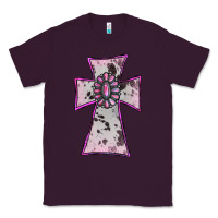 Plum Cowhide Pink Gemstone Cross Classic Tee - RanaPortraitStore
