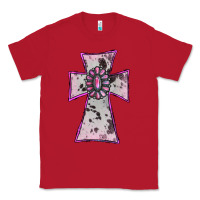 Red Cowhide Pink Gemstone Cross Classic Tee - RanaPortraitStore