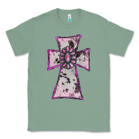 Sage Cowhide Pink Gemstone Cross Classic Tee - RanaPortraitStore