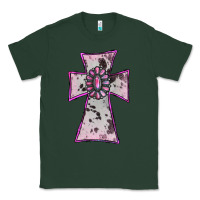 Sports Green Cowhide Pink Gemstone Cross Classic Tee - RanaPortraitStore