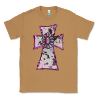 Toasted Coconut Cowhide Pink Gemstone Cross Classic Tee - RanaPortraitStore