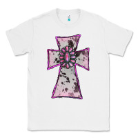 White Cowhide Pink Gemstone Cross Classic Tee - RanaPortraitStore