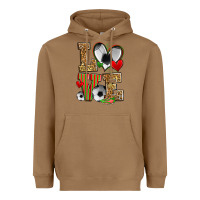 Toasted Coconut love soccer Heavyweight Hoodie - Zillion Design Studio
