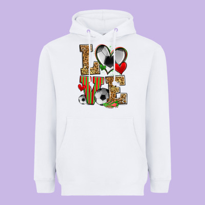 Love Soccer Heavyweight Hoodie Designed By Zillion Design Studio
