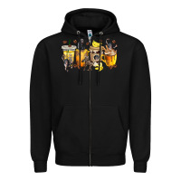 Black monkey coffee cups Zipper Hoodie - texasbilliewilder