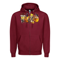 Burgundy monkey coffee cups Zipper Hoodie - texasbilliewilder