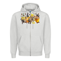 Dove Grey monkey coffee cups Zipper Hoodie - texasbilliewilder