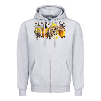 Heather Grey monkey coffee cups Zipper Hoodie - texasbilliewilder