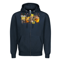 Navy monkey coffee cups Zipper Hoodie - texasbilliewilder